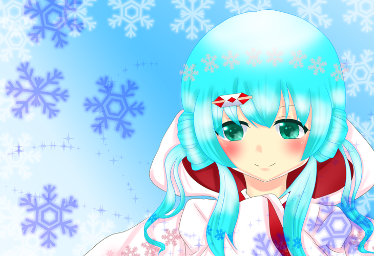 雪の中の雪ミクさん