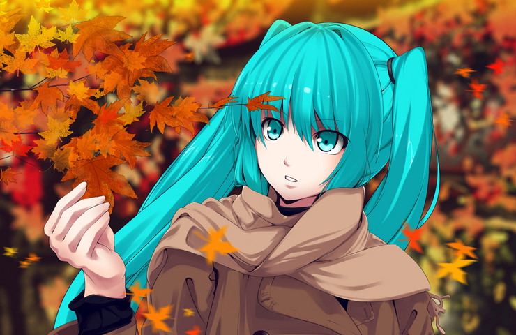 紅葉とミク