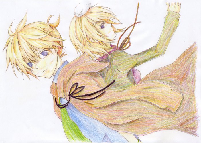 よろずユタカさんの「鏡音姉弟」を至らずながら塗ってみた。