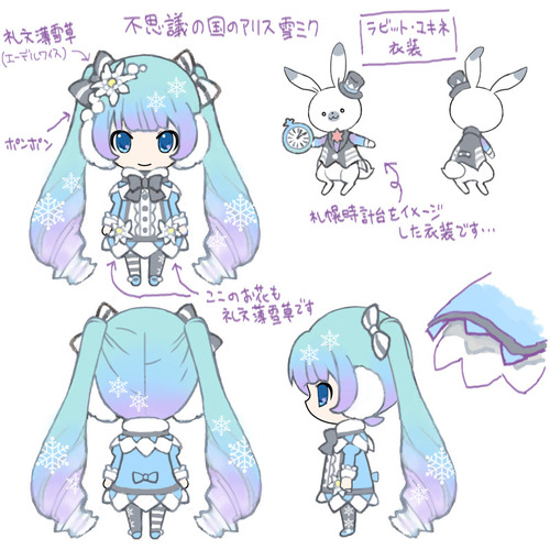 2015年雪ミク衣装 礼文薄雪草