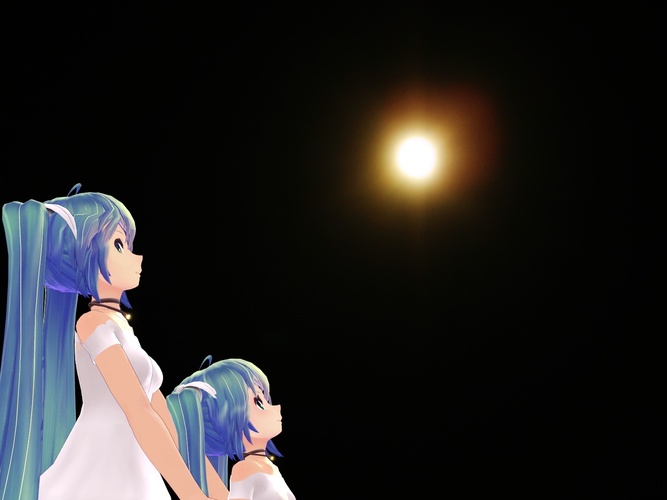 ミクさんとちびさんで月見です。2015.9.27