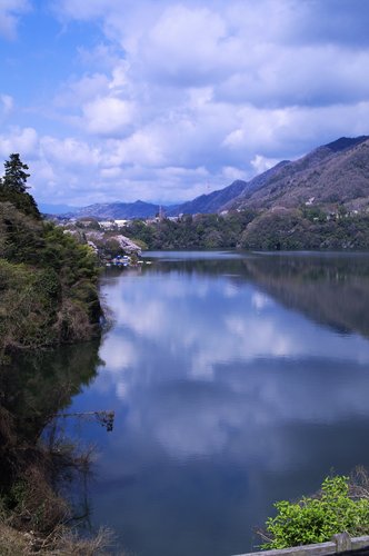 春を臨む湖水2