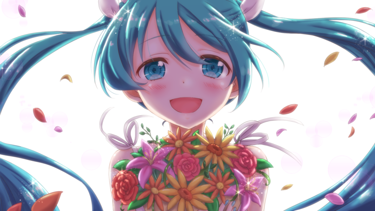 花束とミクさん