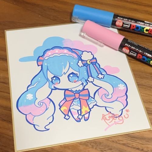 【雪ミク2023】フワフワもふもふ【POSCA】
