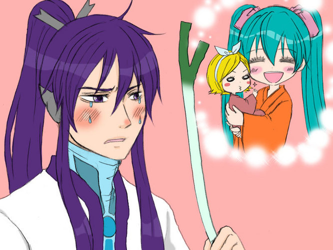 がくぽとミクと子とネギ