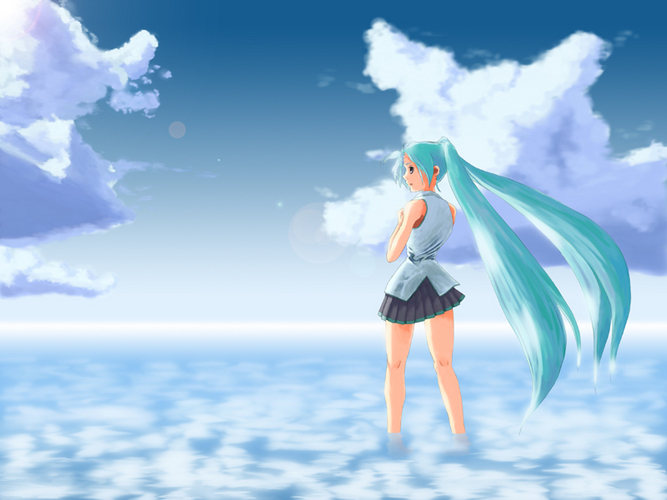 ミク、夏の海