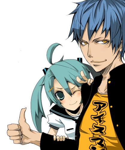 学生KAITOとミク