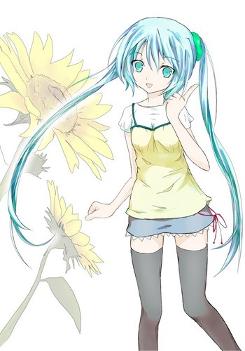 ひまわりとミク