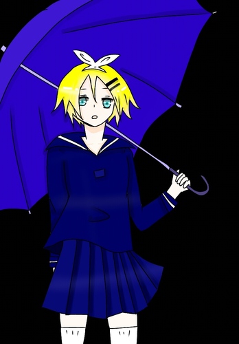 鏡音リン 傘さしイラスト