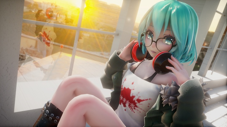 【MMD】 窓際のミック