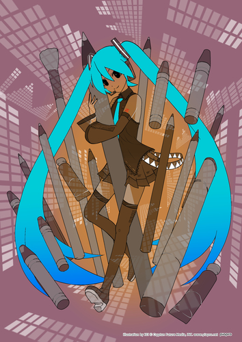 【パソコン】初音ミクの塗り絵を塗ってみました。