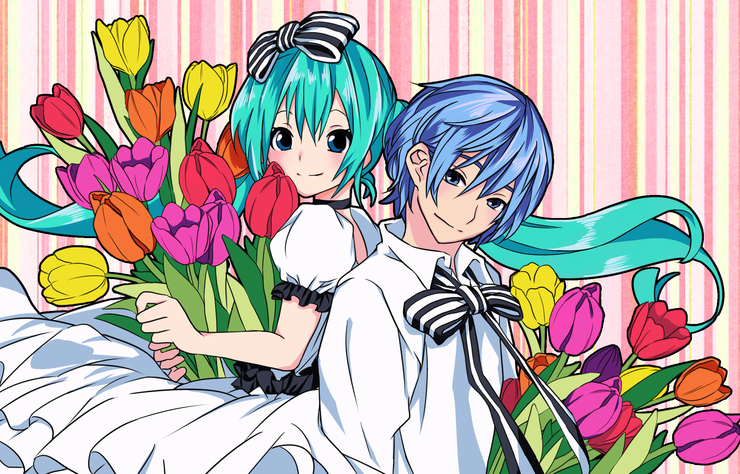 4月 チューリップとミクさんカイトさん