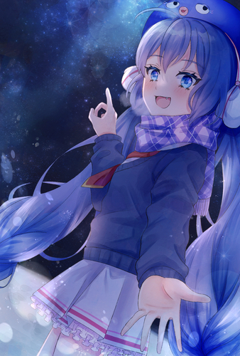 冬の星空とウナぴ