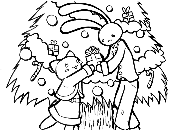 クリスマスのイメージでイラストを描きました。