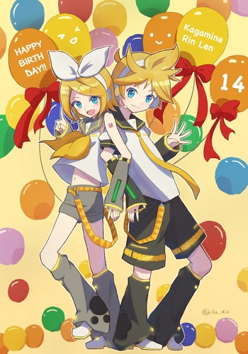鏡音14周年イラスト