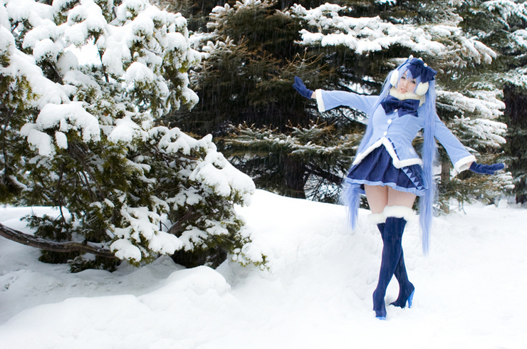 ふわふわコートの雪ミク☆