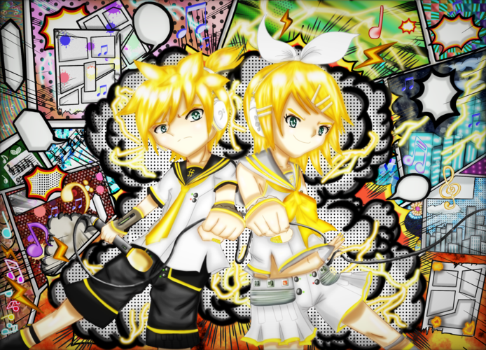 鏡音リン。レン カラフルアクション漫画モード