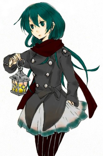 ミク+猫にランタン