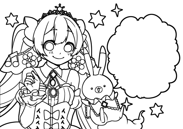 雪ミク塗り絵2