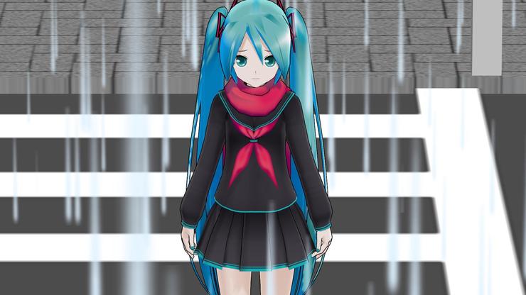 Hatsune Miku Bajo la lluvia