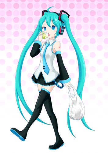 中華まんをほおばる初音ミクの絵