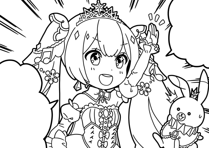よいこの雪ミク4コマぬりえ