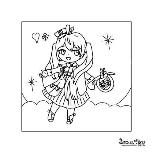 雪ミク線画