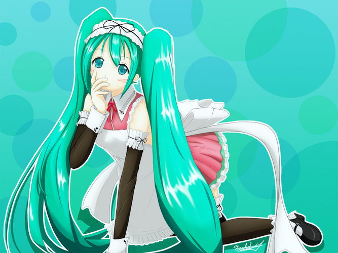 メイド姿のミクを描いてみた