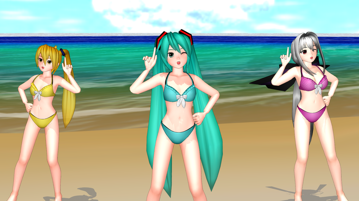 初音ミク 弱音ハク 亞北ネル ビキニモデル For MMD