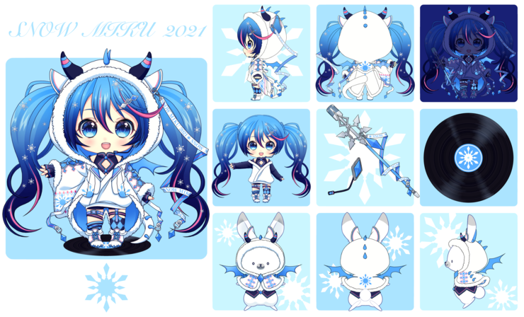 雪ミク2021衣装案 イルミネーションドラゴンver.