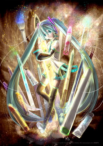 【パソコン】初音ミクぬりえ 内側からにじみ出る色