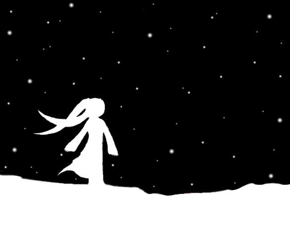 夜空と雪とミク