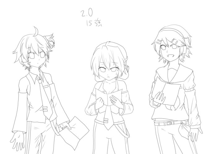 ミクオとハクとリントの塗り絵