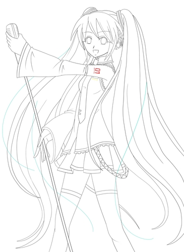 ミク線画