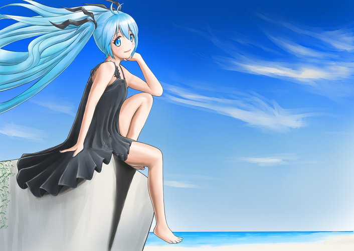 浜辺の深海ミクさん