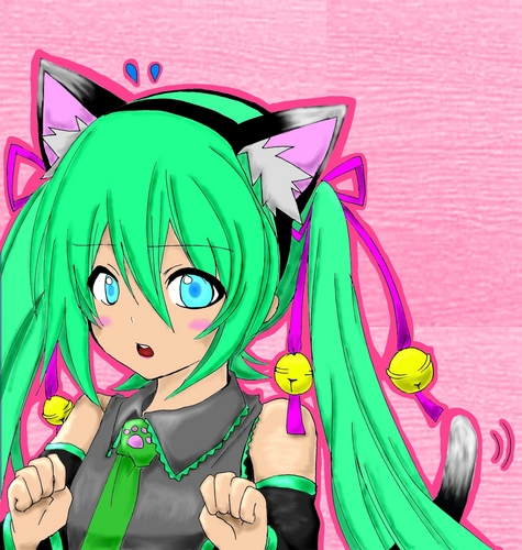 塗り絵・ぬこぬこ初音ミク_塗ってみました!