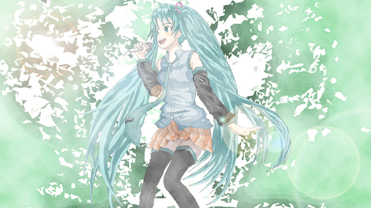 森の中で歌うミクさん