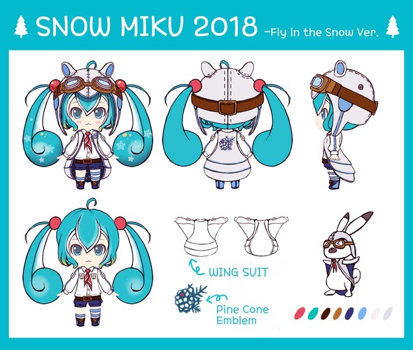 Snow Miku and Yukine2018 -fly in the snow ver.