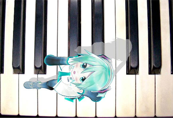 ピアノの上をお散歩ミクさん