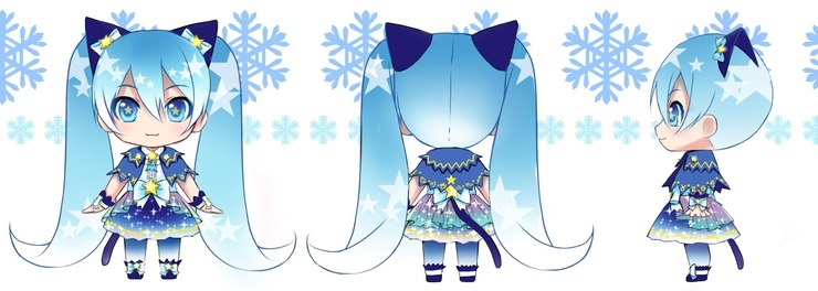 星を見上げる黒猫ミク