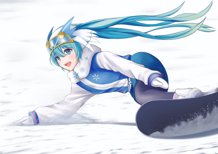 雪ミクふくろうちゃんのスノーボード