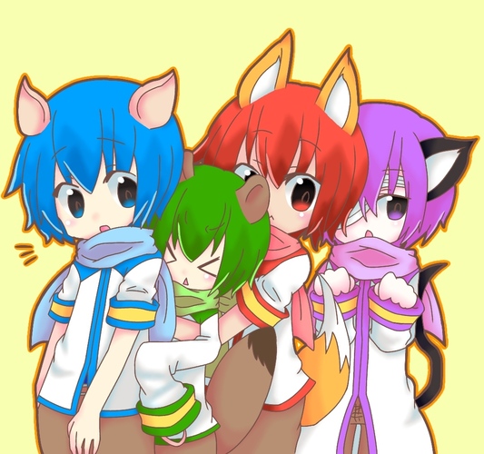 こぶた、たぬき、きつね、ねこ。