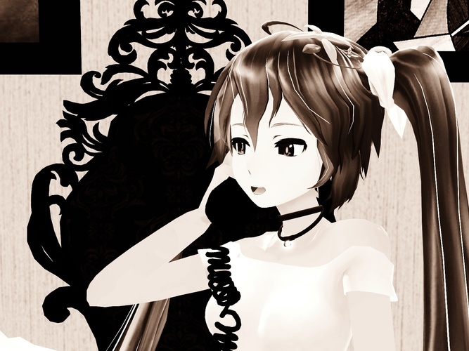 ミクさんがなにやら電話をしています。3
