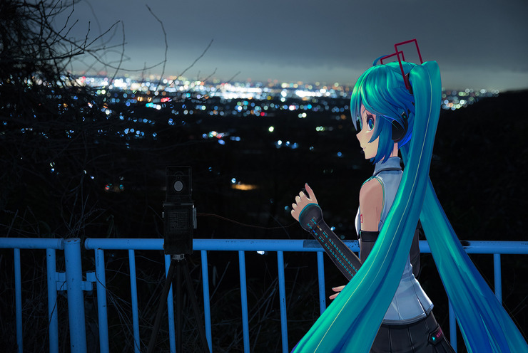 夜景撮影に挑戦するミクさん