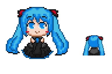 ちびミクさんをドット絵で描いてみた。