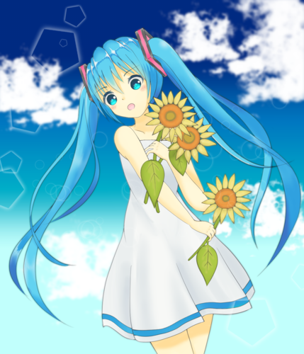 ひまわりとミク