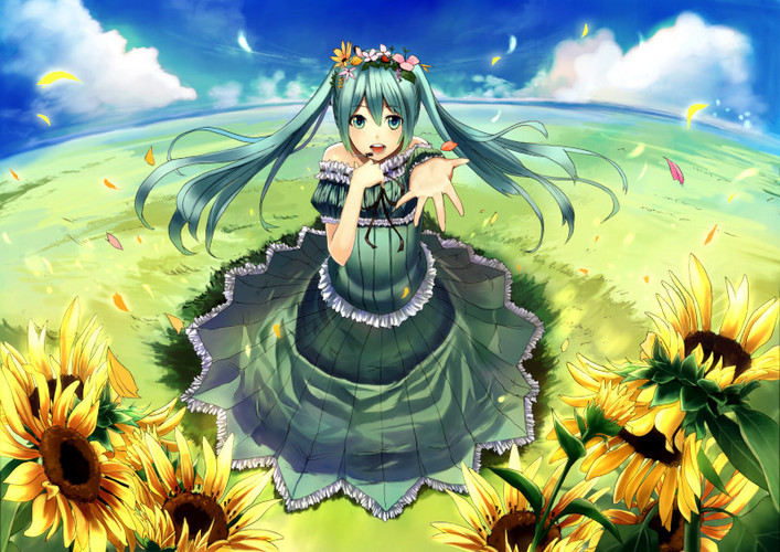 ひまわりの中で