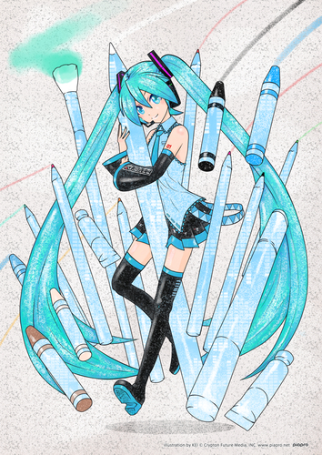【パソコン】初音ミクの塗り絵を塗ってみました。