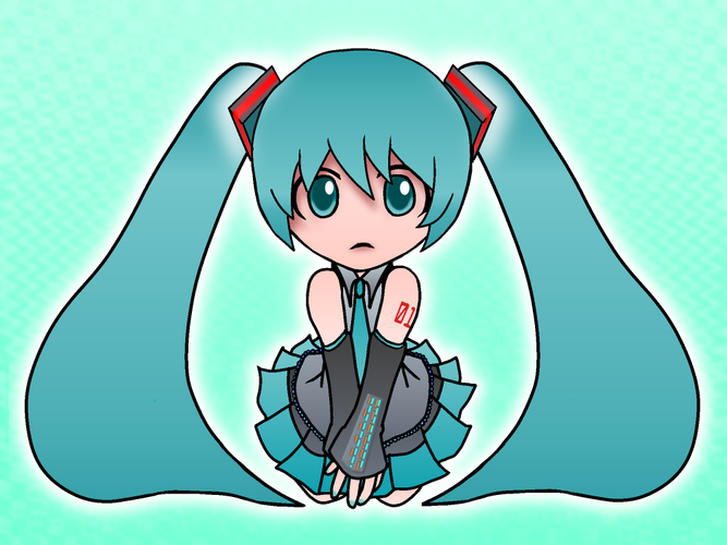 塗らせていただきました「ちょこん。(塗り絵)」(初音ミク)