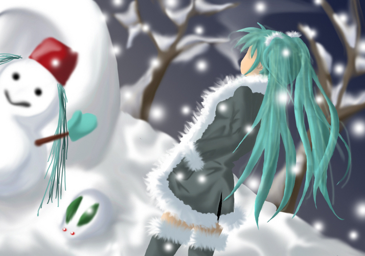 ミクと雪。